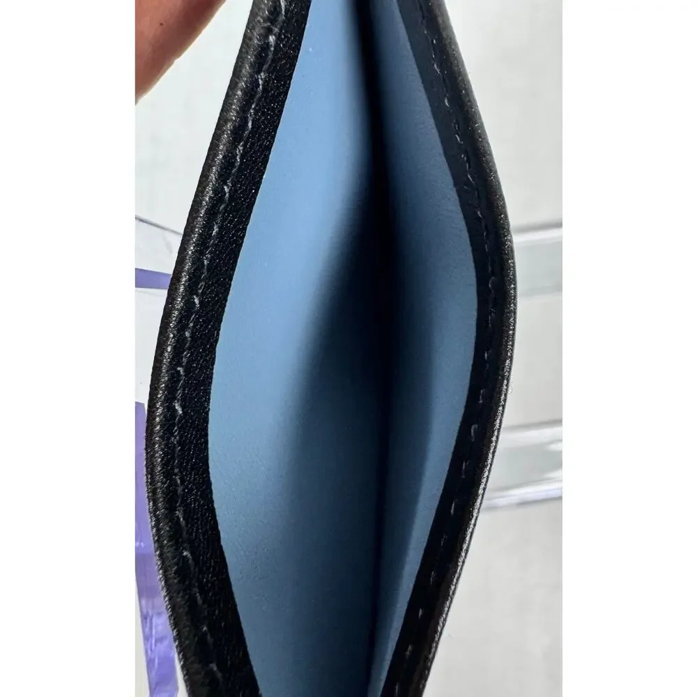 Rylor Black Blue Leather Card Holder Slim Wallet NWOT